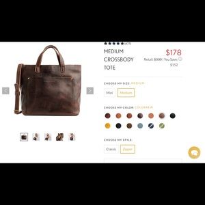 Portland leather goods medium crossbody tote cold brew color